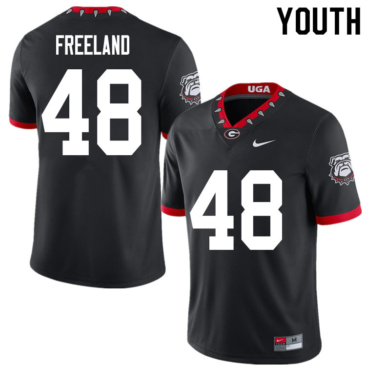 Georgia Bulldogs Youth Jarrett Freeland #48 Black 2020 Mascot 100th Anniversary Stitched College UGA Football Jersey 23GK012HT